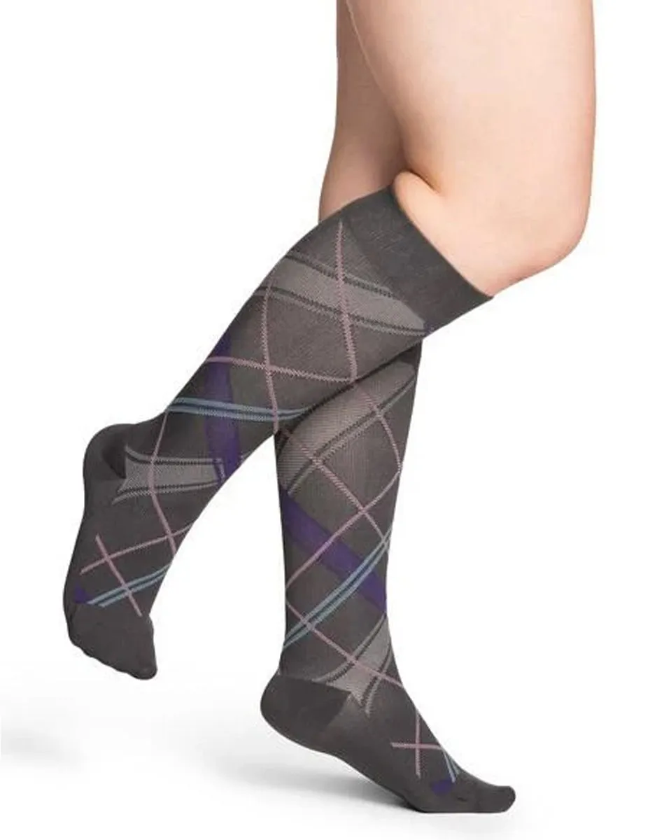 Sigvaris 143C Microfiber Shades Argyle Women's Closed Toe Knee Highs 15-20 mmHg