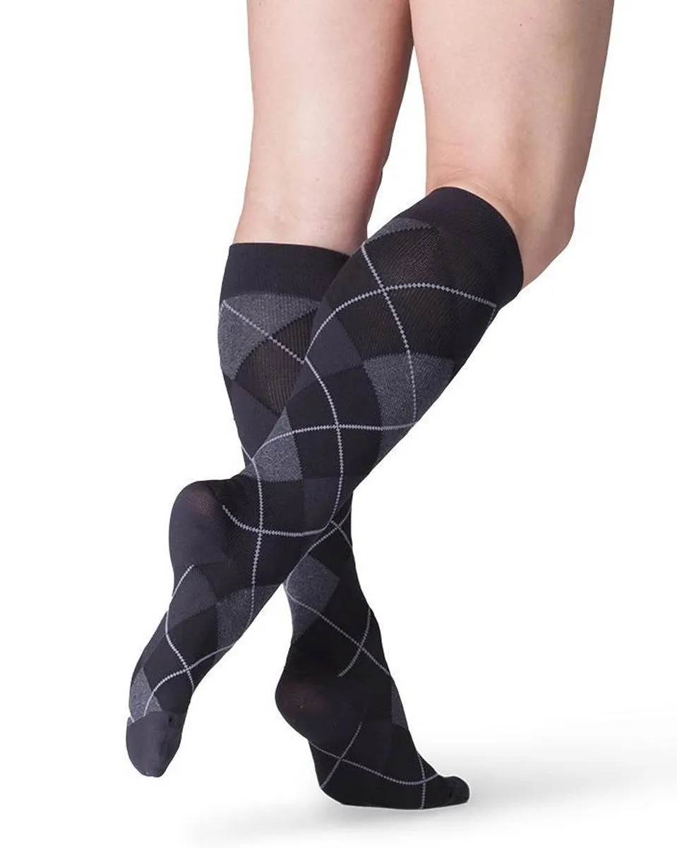 Sigvaris 143C Microfiber Shades Argyle Women's Closed Toe Knee Highs 15-20 mmHg