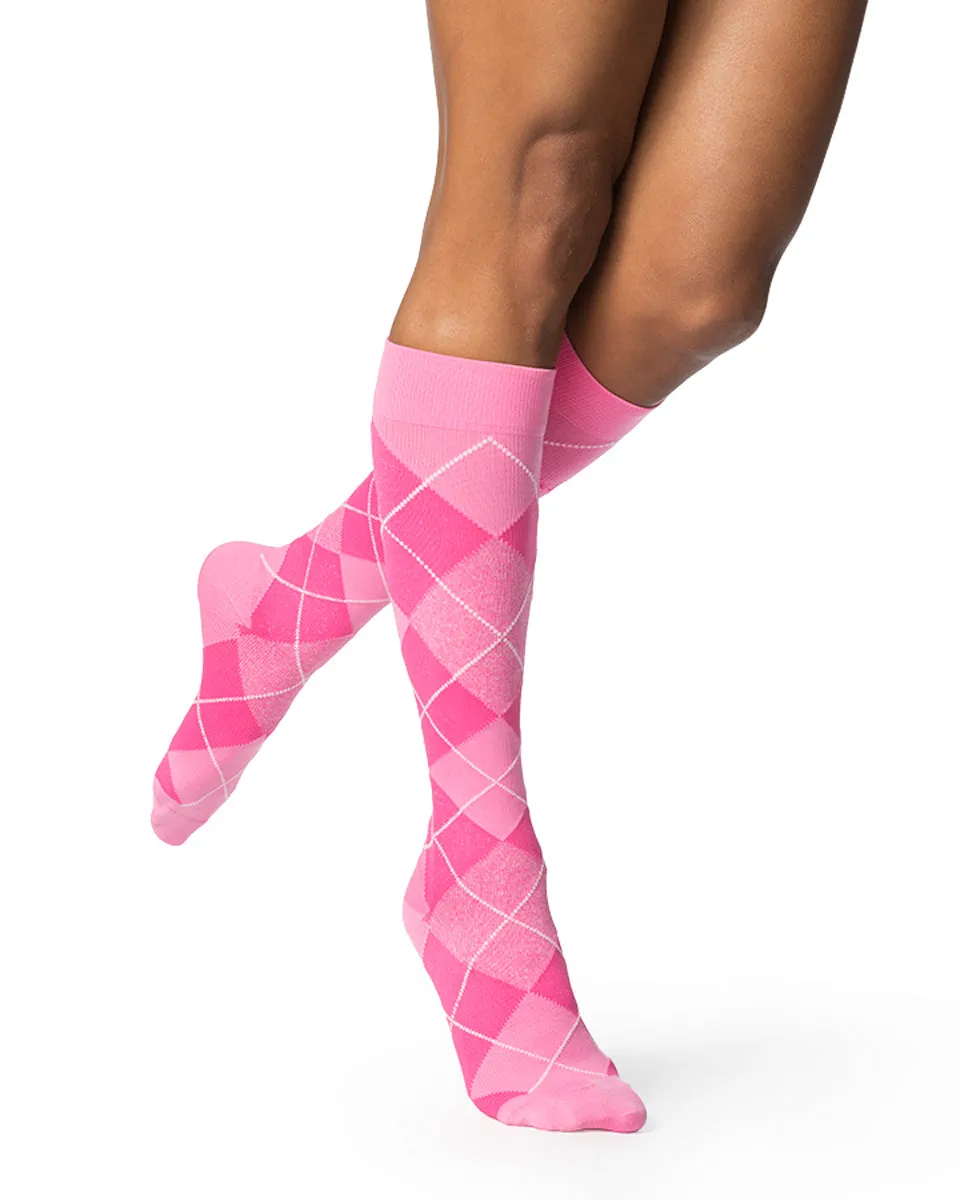 Sigvaris 143C Microfiber Shades Argyle Women's Closed Toe Knee Highs 15-20 mmHg