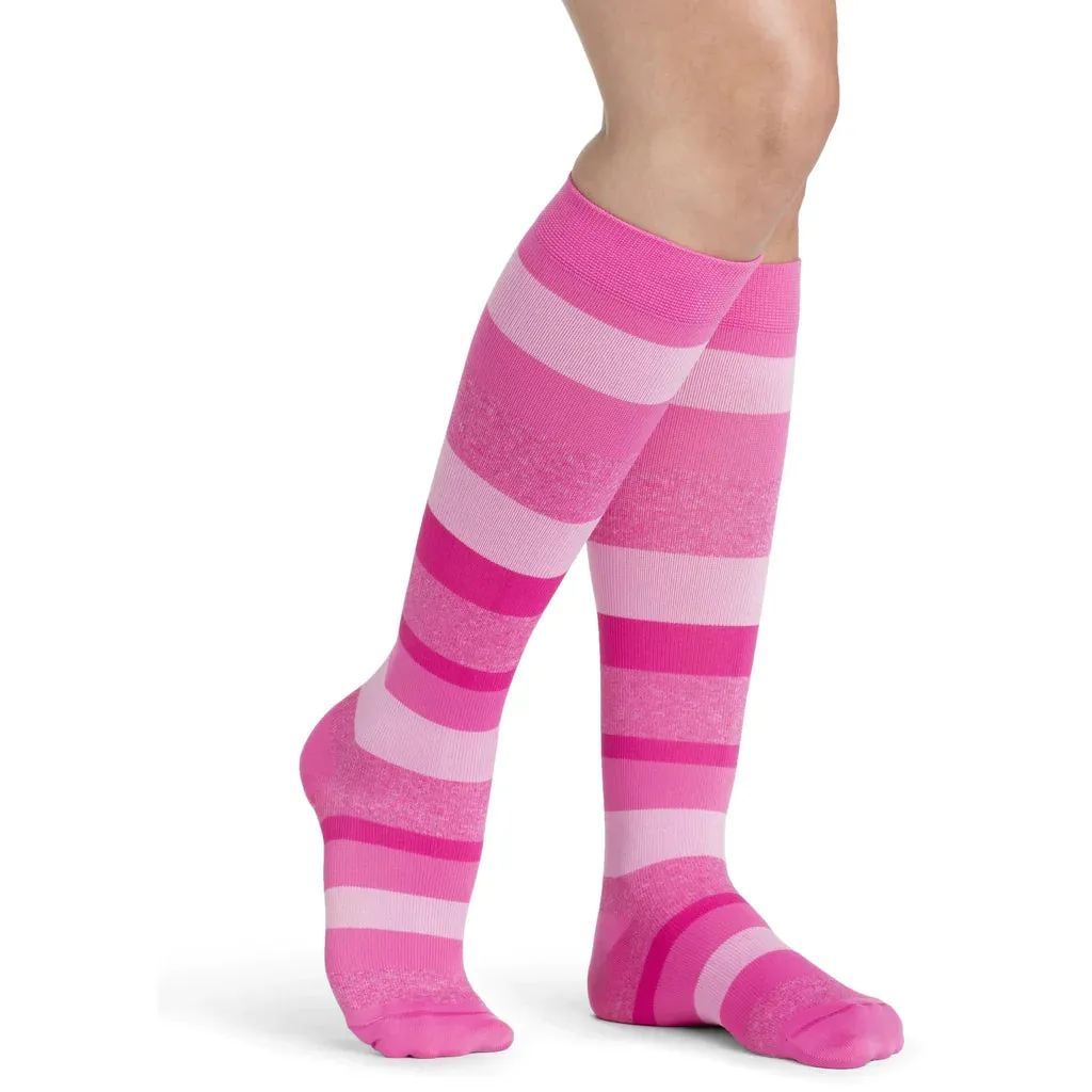 Sigvaris 143C Microfiber Shades Mini-Stripe Women's Closed Toe Knee Highs 15-20 mmHg