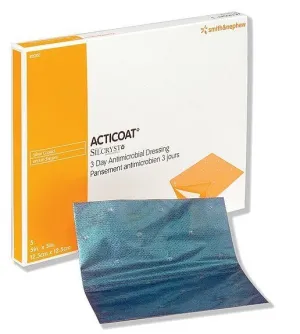 Smith & Nephew 20301 Acticoat Antimicrobial Barrier Burn Dressing With Nanocrystalline Silver, Low Adherent, Rayon/Polyester Core, Advanced Silver Technology 20cm x 40cm