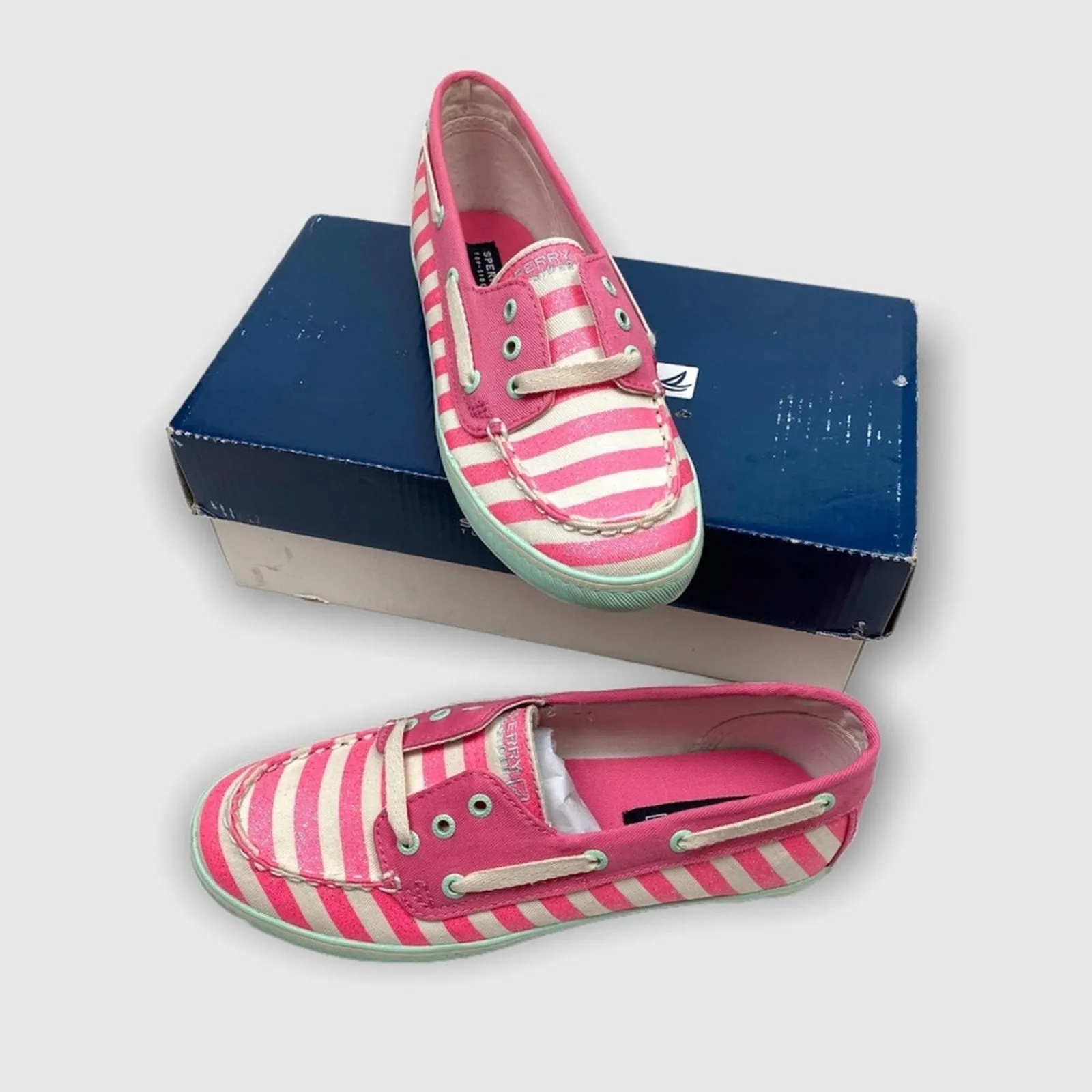 Sperry Topsider Girls Coral Stripe Cruiser 5 NWT