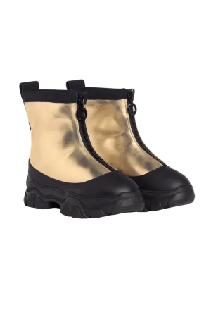 Stark Gold Zip-Up Snow Boots