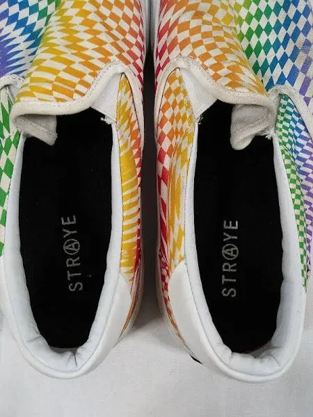 Straye Rainbow Check Skater Slip Ons - Mens 7.5