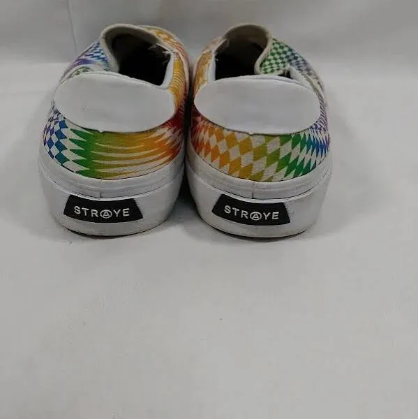 Straye Rainbow Check Skater Slip Ons - Mens 7.5