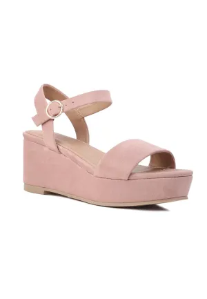 Suede Pink Wedge Sandal