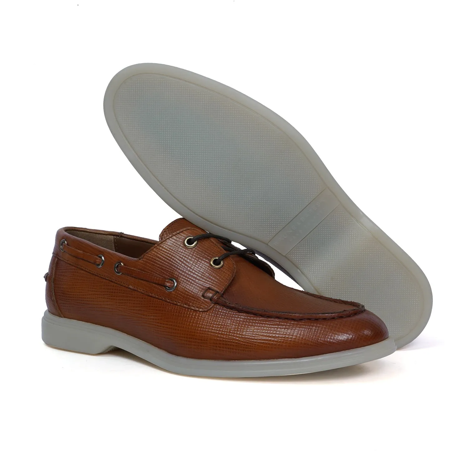 Tan Yacht Shoes in Saffiano leather