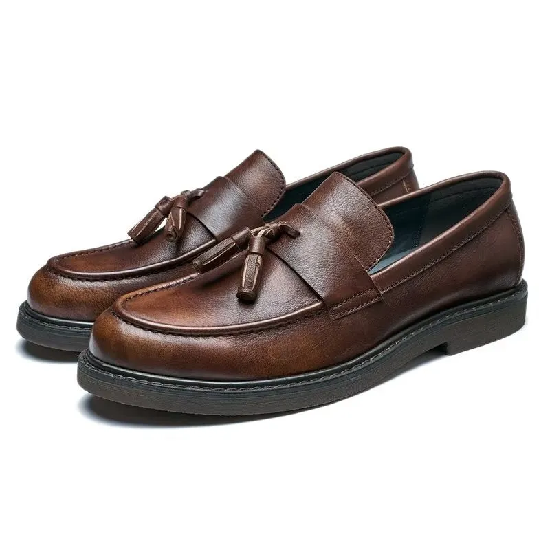 TasselLuxo Cow Leather Slip On Loafers