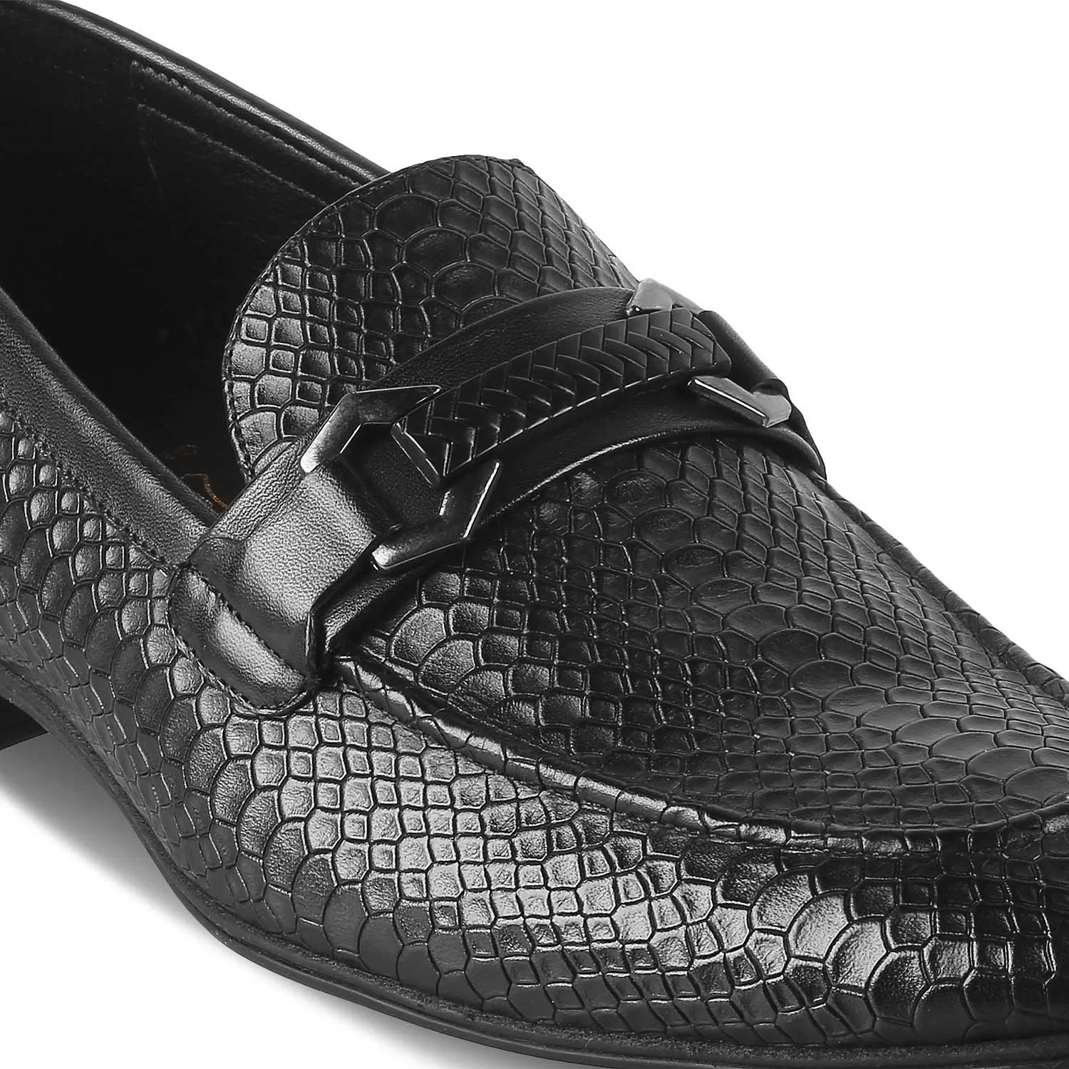 The Cytom Black Men's Leather Loafers