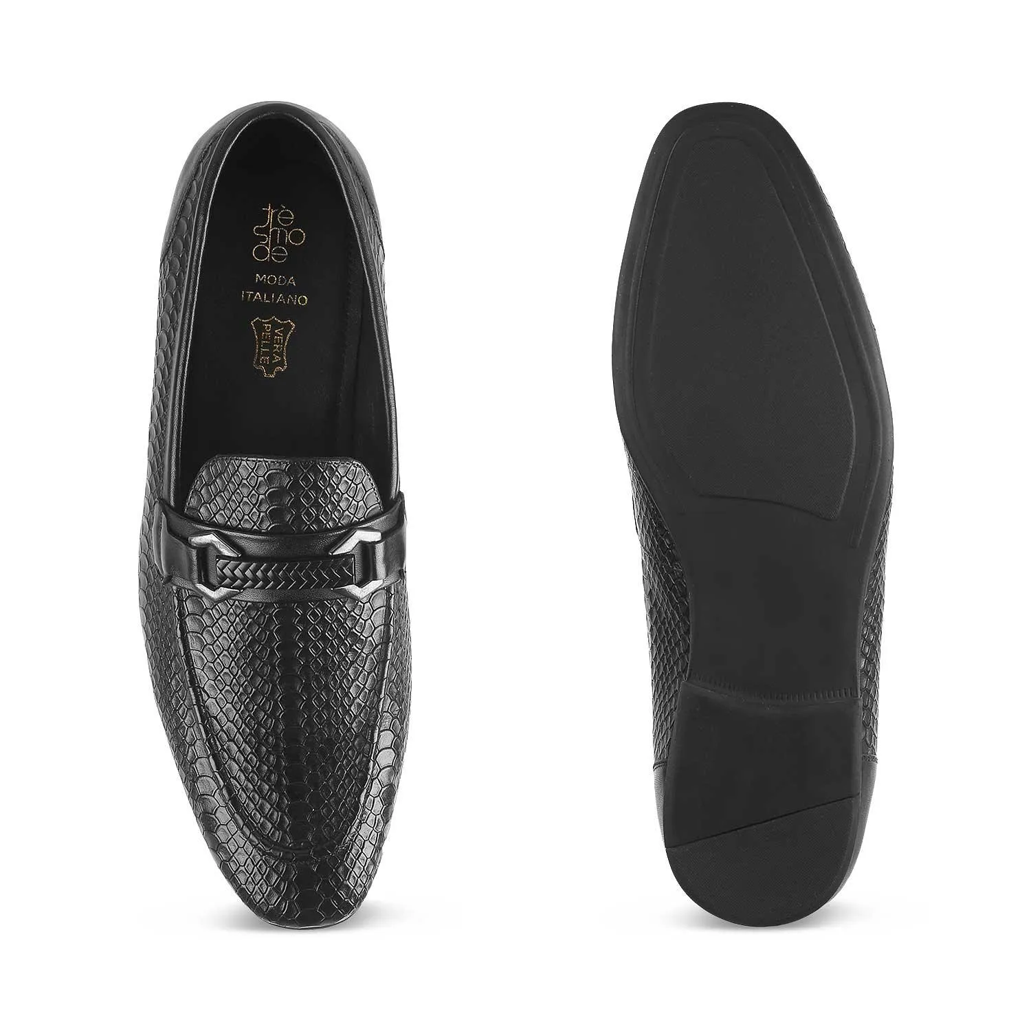 The Cytom Black Men's Leather Loafers