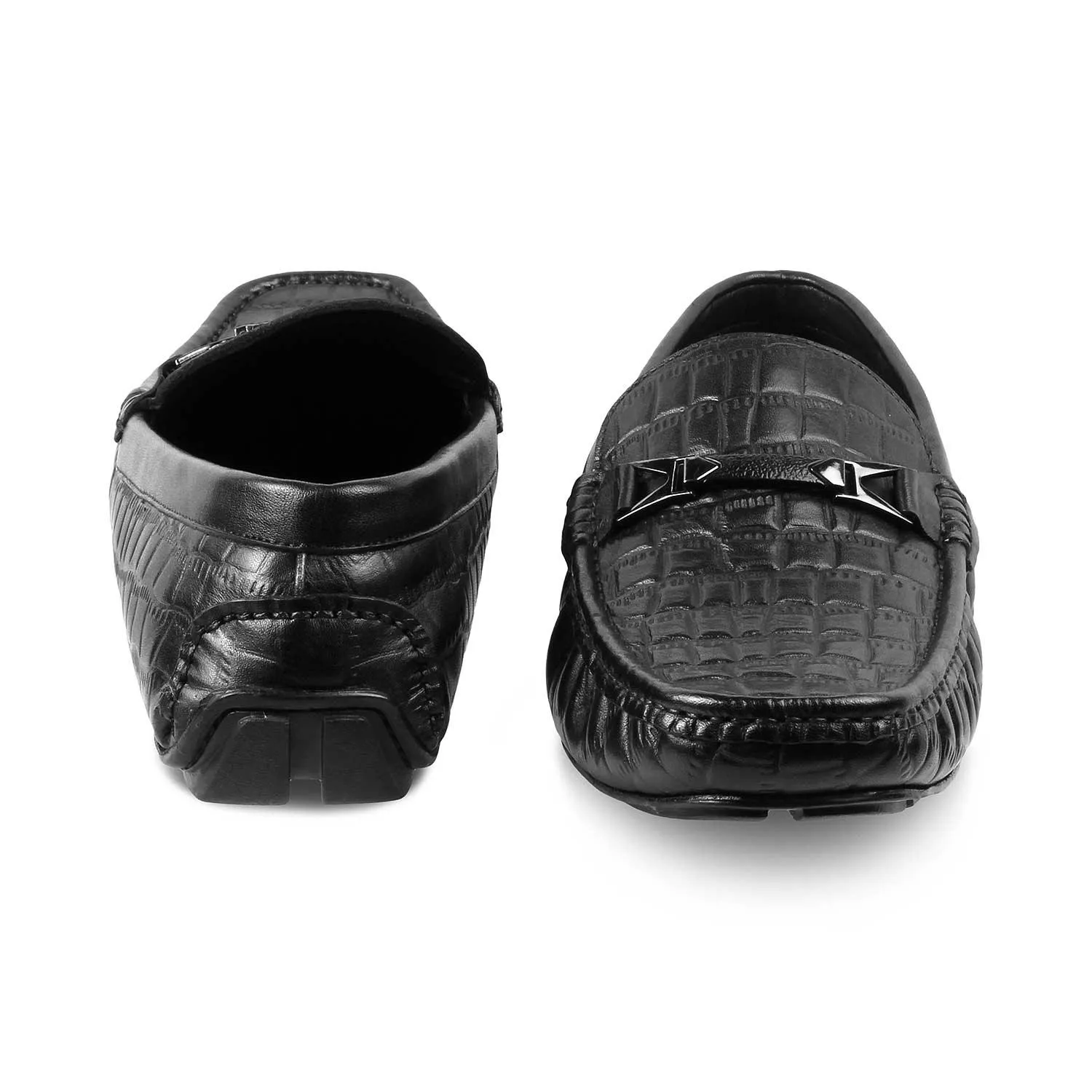 The Hummer Black Men's Leather Driving Loafers Tresmode