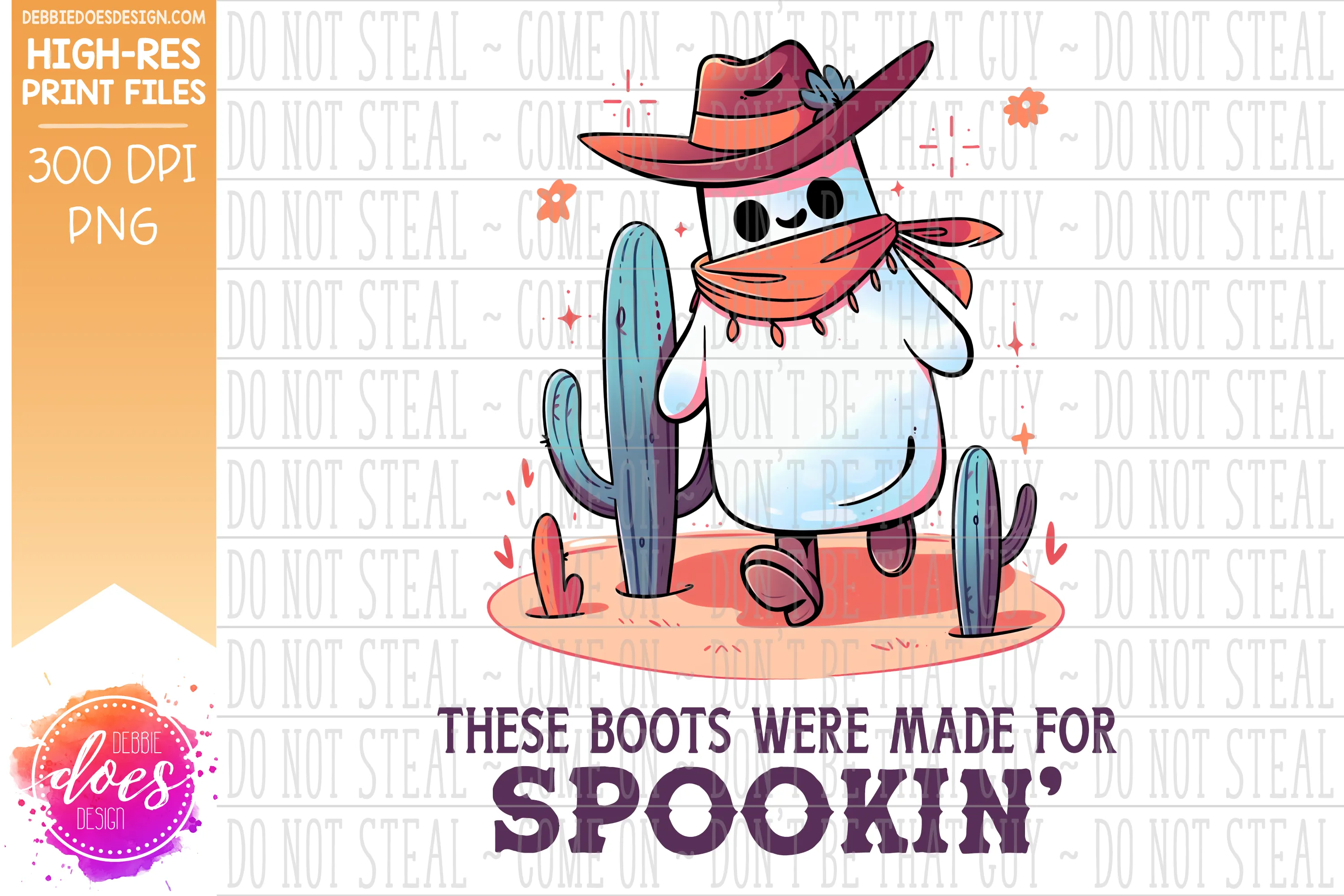 These Boots Were Made for Spookin' - Western Retro Ghost with Boots -  Printable/Sublimation Design