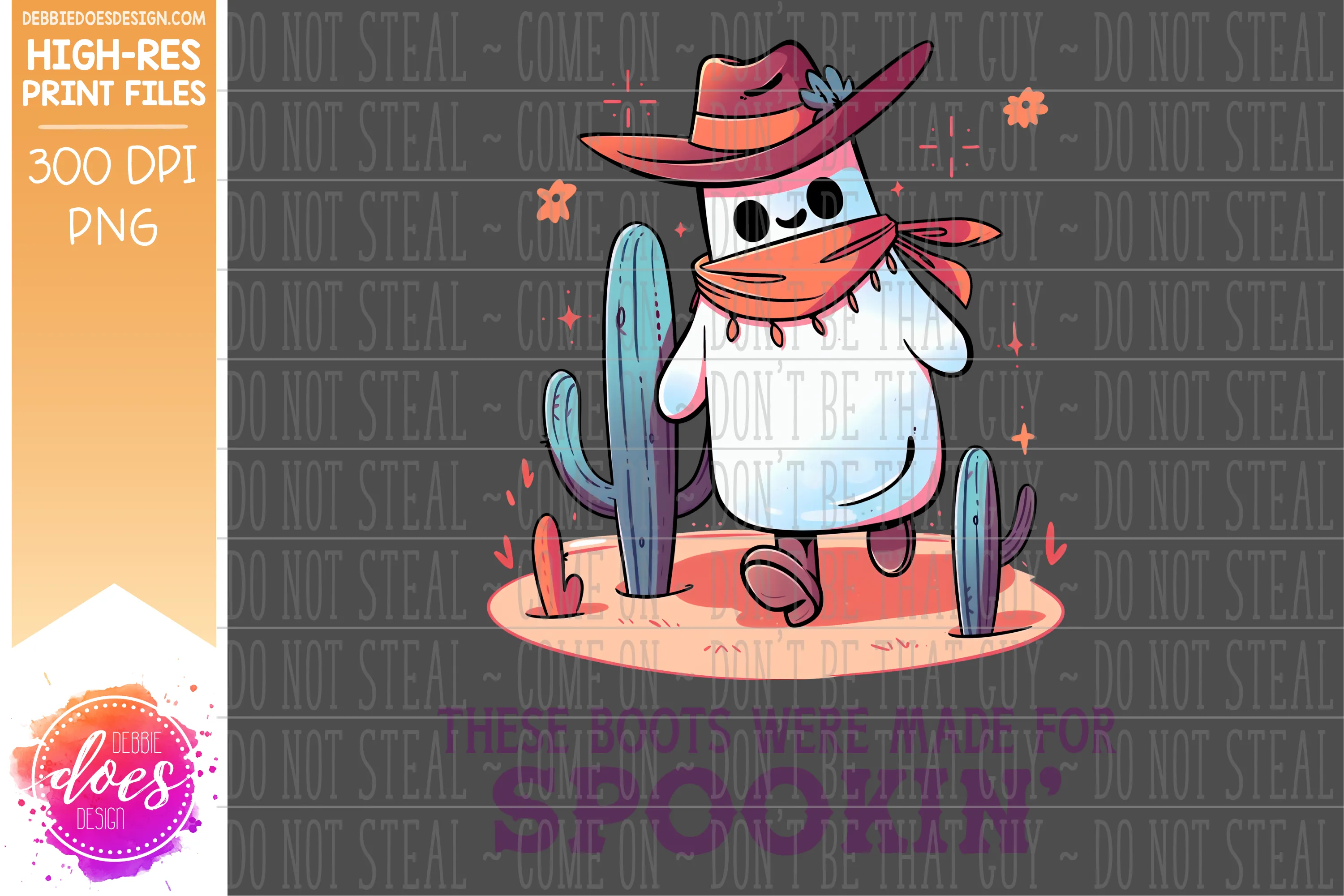 These Boots Were Made for Spookin' - Western Retro Ghost with Boots -  Printable/Sublimation Design