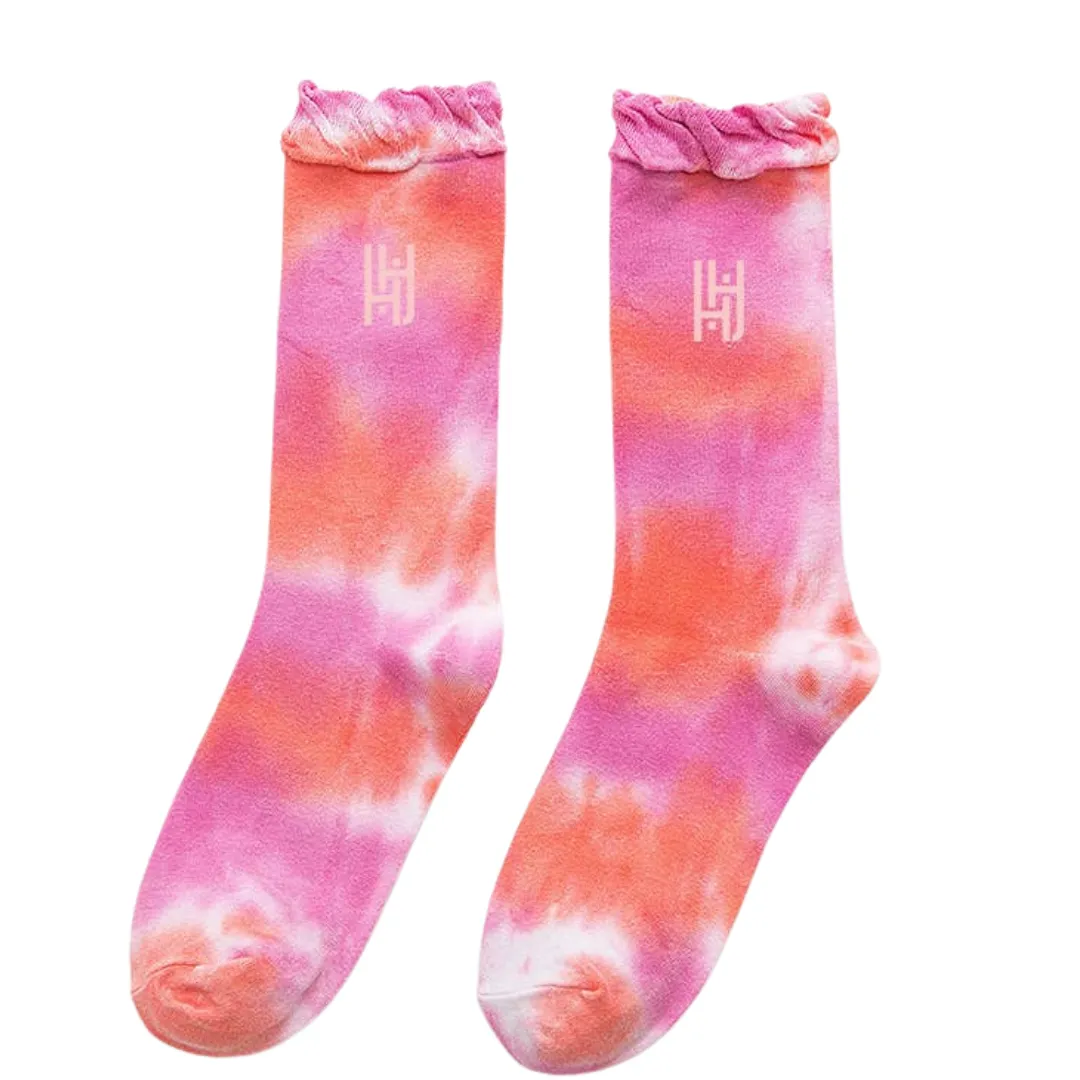 Tie Dye Sock & Scrunchie Set - Pink Tangerine