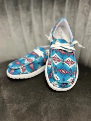 Totally Teal Aztec Anything but Basic Boat Shoe