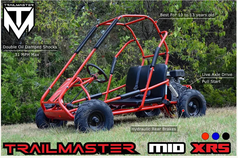 TRAILMASTER MID XRS Mid-Size Go Kart For Older kids 10 to 14. 196 CC motor Bench Seat Great Starter Kart NO Reverse