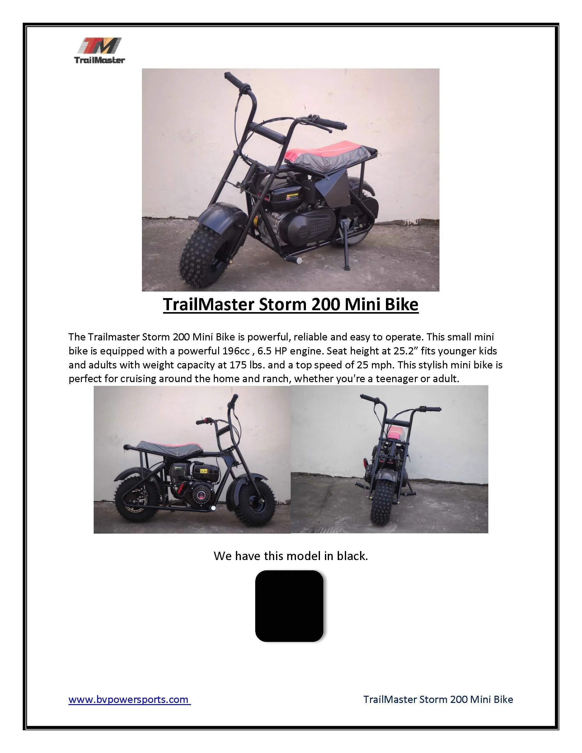 Trailmaster Storm 200 Mini Bike Blast From the Past, Quailty Engine, Welded Frame, Disk Brake- Off Road Only