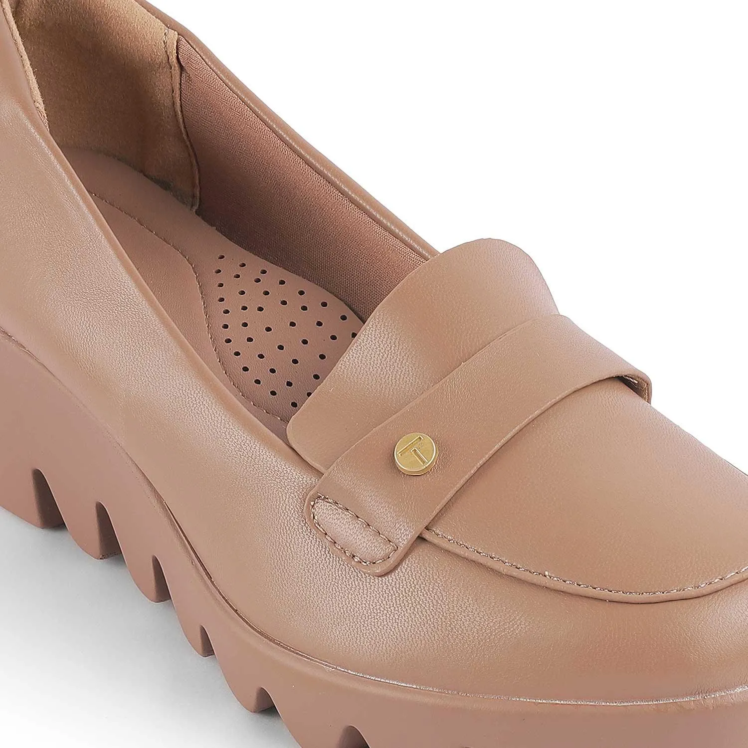 Tresmode Towes Taupe Women's Dress Wegde Loafers