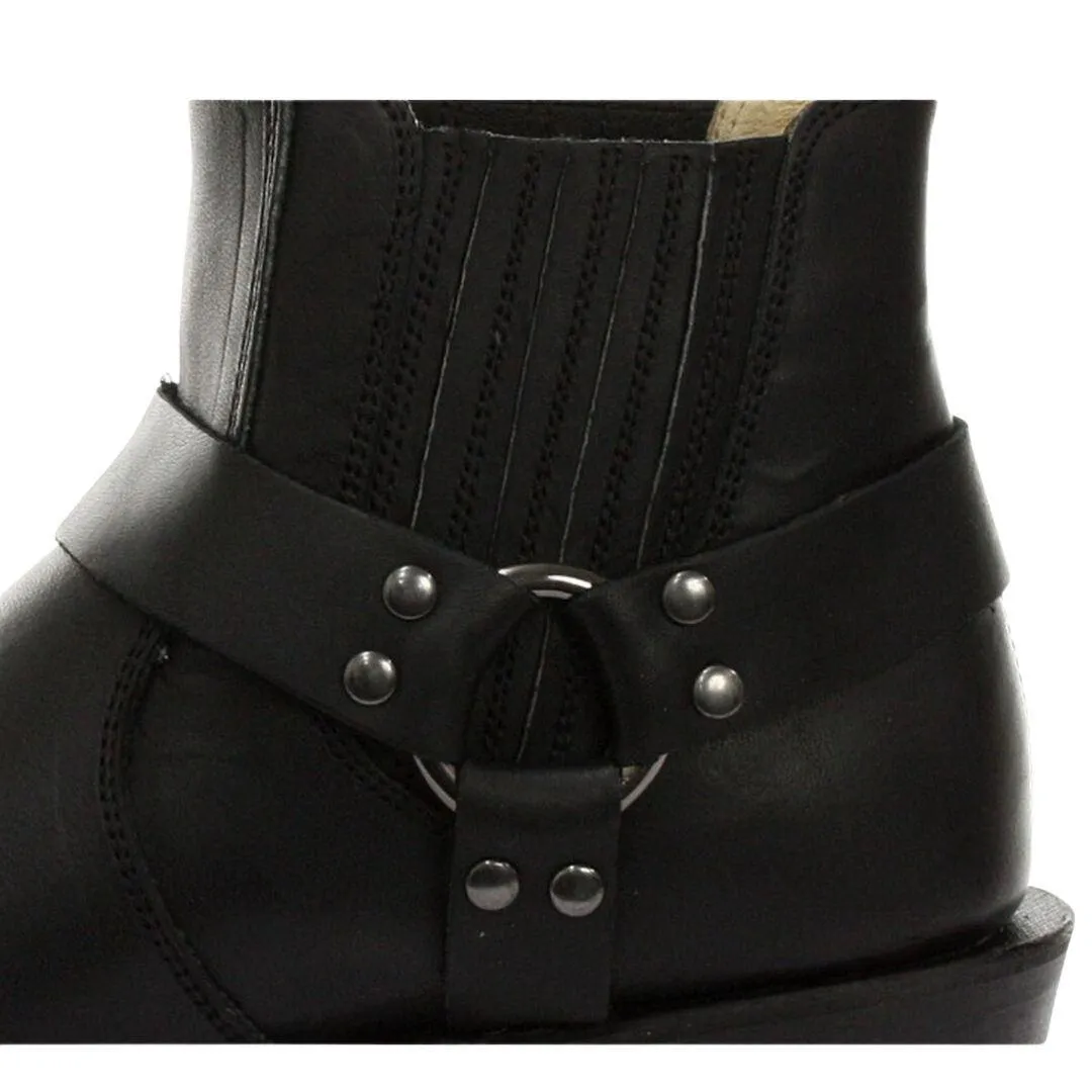 Unisex Real Leather Biker Ankle Boots Rock Punk Grinders Buckle Cowboy Riding