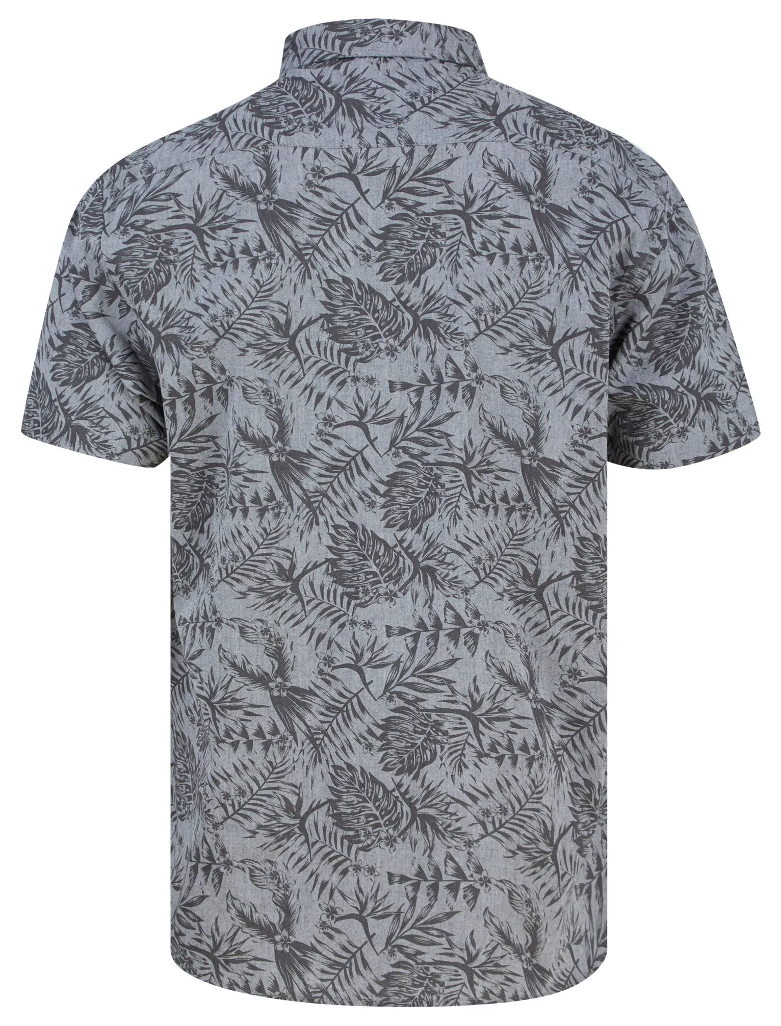 Varadero Tropical Print Short Sleeve Shirt in Light Grey Chambray - Tokyo Laundry