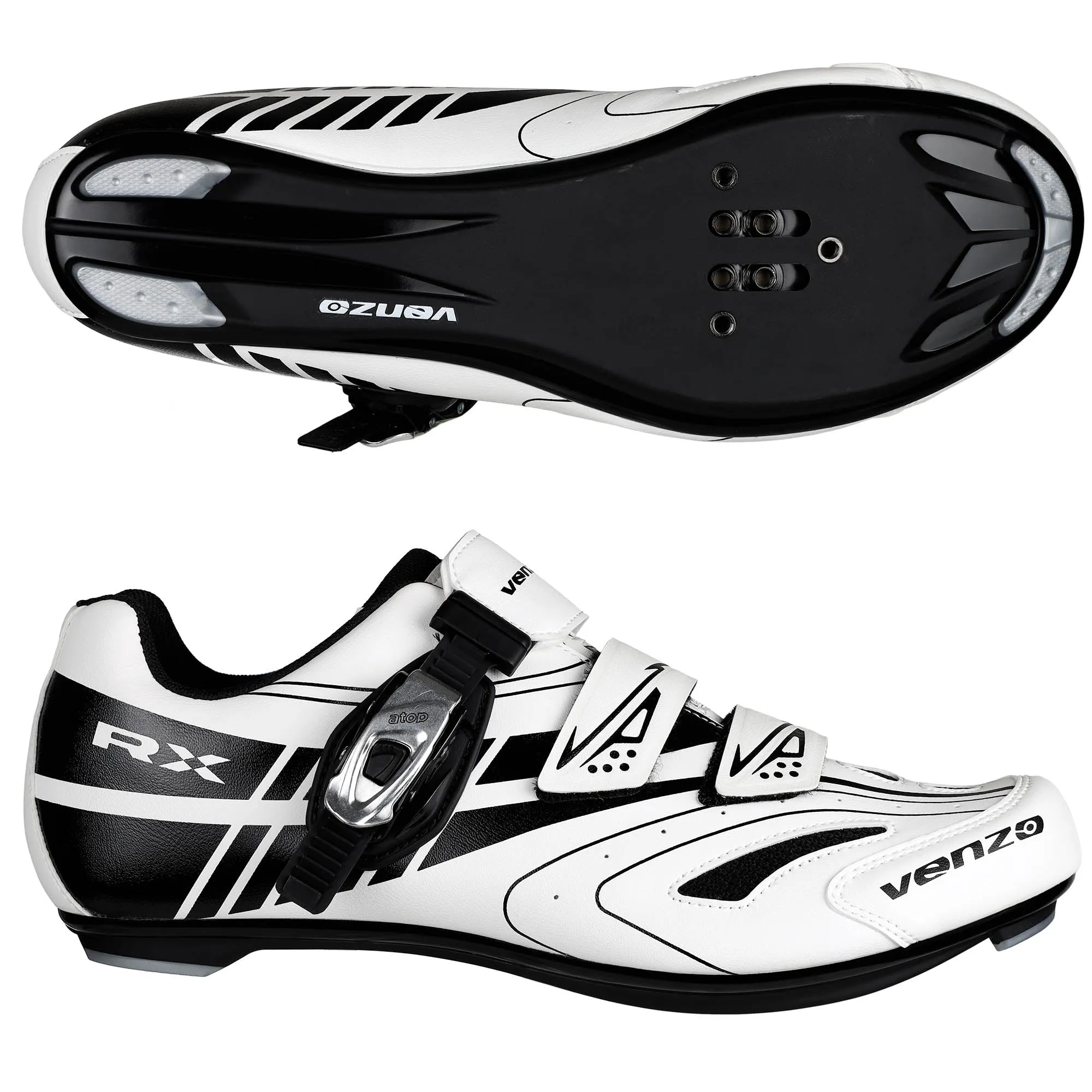 Venzo RX Bicycle Unisex Men's or Women's Road Cycling Riding Shoes - Compatible with Peloton for Shimano SPD & Look ARC Delta - Perfect for Indoor Indoor Road Racing Bikes White 47