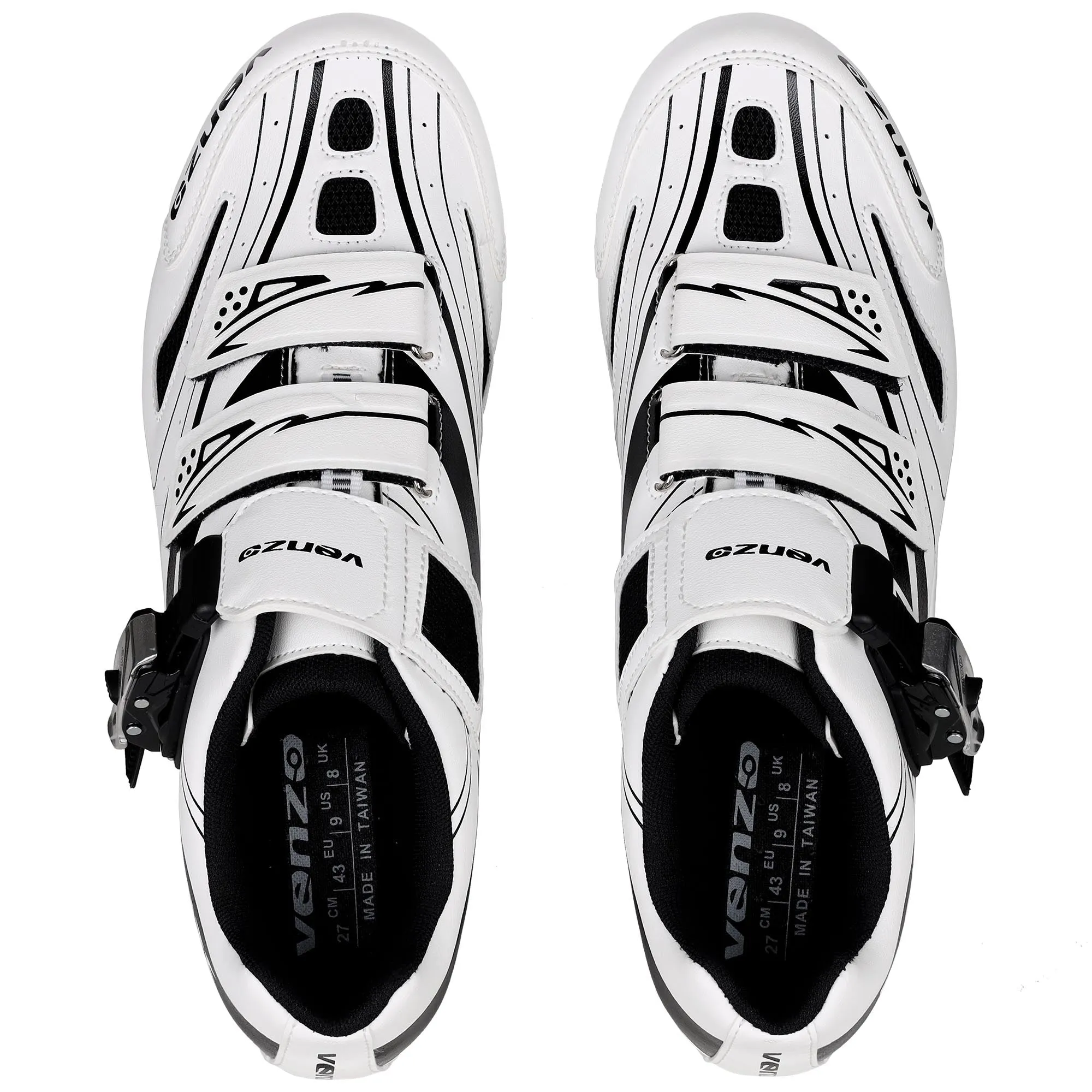 Venzo RX Bicycle Unisex Men's or Women's Road Cycling Riding Shoes - Compatible with Peloton for Shimano SPD & Look ARC Delta - Perfect for Indoor Indoor Road Racing Bikes White 47