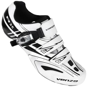 Venzo RX Bicycle Unisex Men's or Women's Road Cycling Riding Shoes - Compatible with Peloton for Shimano SPD & Look ARC Delta - Perfect for Indoor Indoor Road Racing Bikes White 47