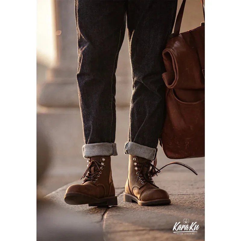 Vintage Biker Leather Work Boots