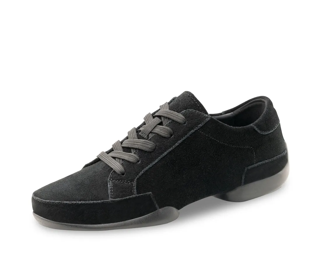 Werner Kern, 155 Women's Sneaker, Black Goat Suede, Split-Sole, Flat Heel