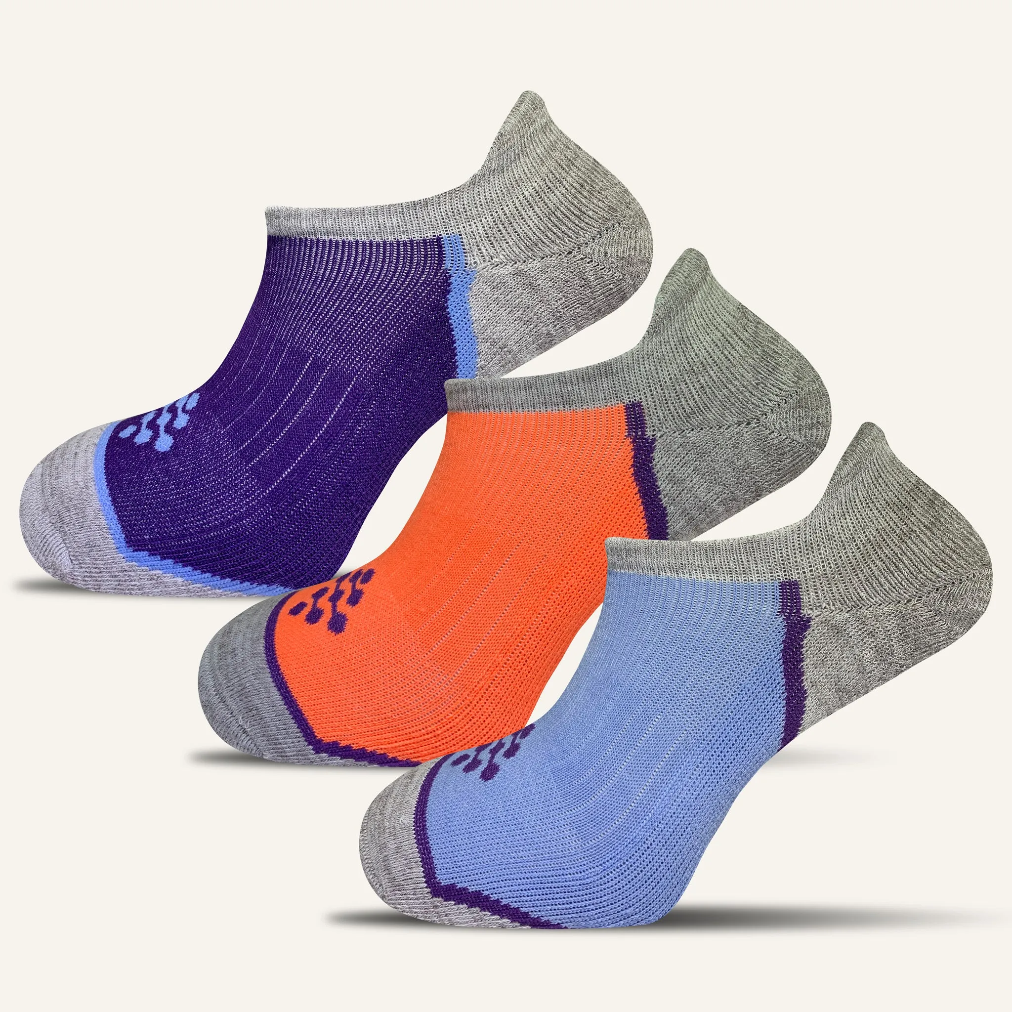 Women's Colorful Performance No Show Socks with Tab- 3 Pair