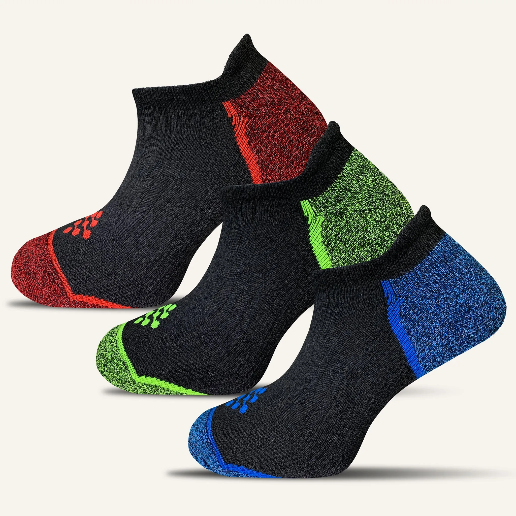 Women's Colorful Performance No Show Socks with Tab- 3 Pair