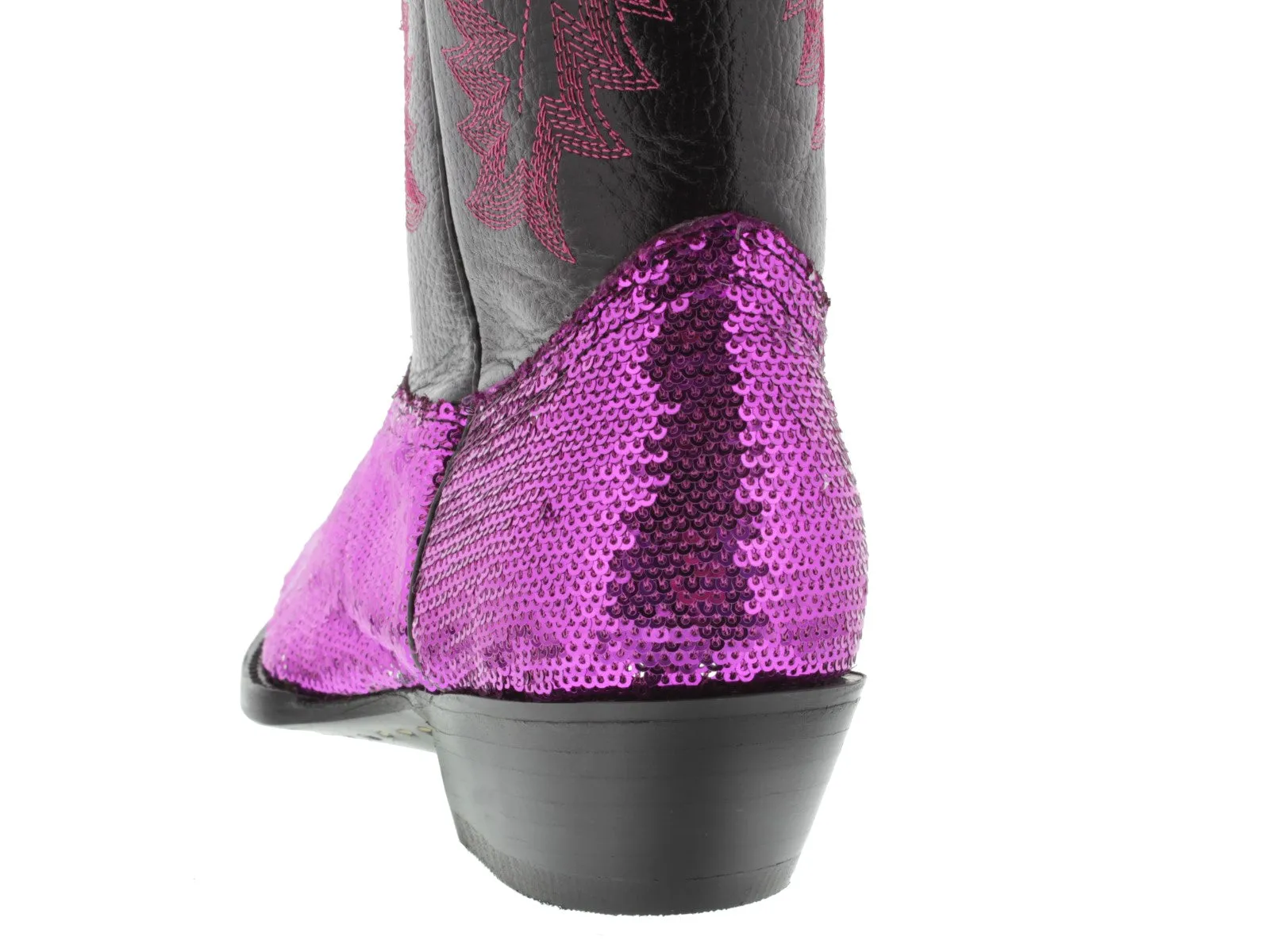 Women's Fuchsia Sequins Western Rodeo Cowboy Boots Snip Toe