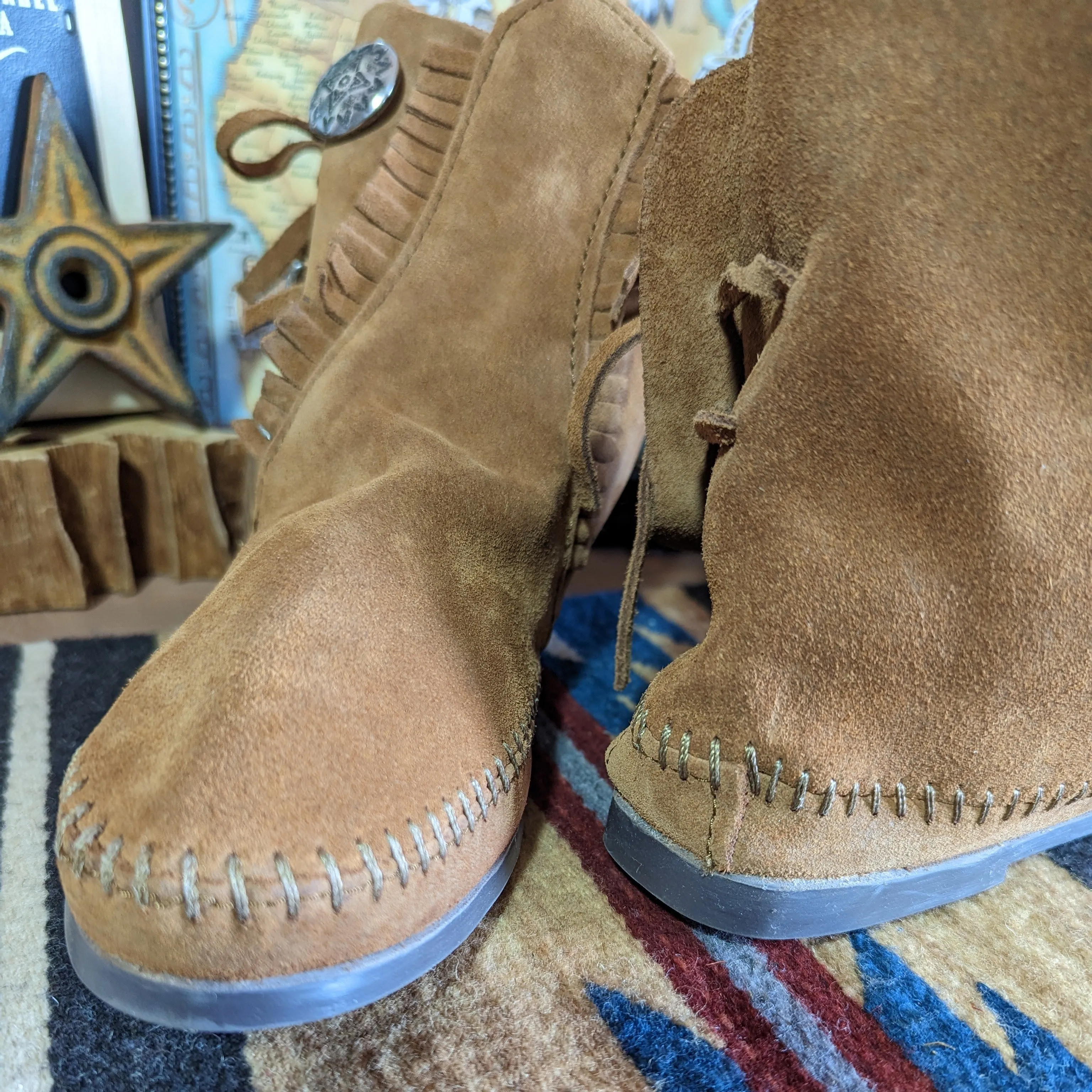 Women's Moccasin Boots the "Two Button" Hard Sole by Minnetonka