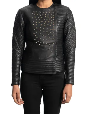 Women's Rock Studded Leather Jacket