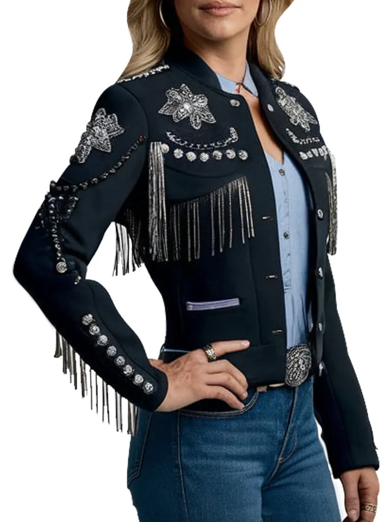 Women's Western Black Fringe Jacket