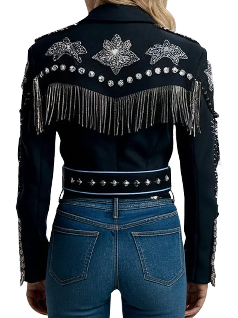 Women's Western Black Fringe Jacket