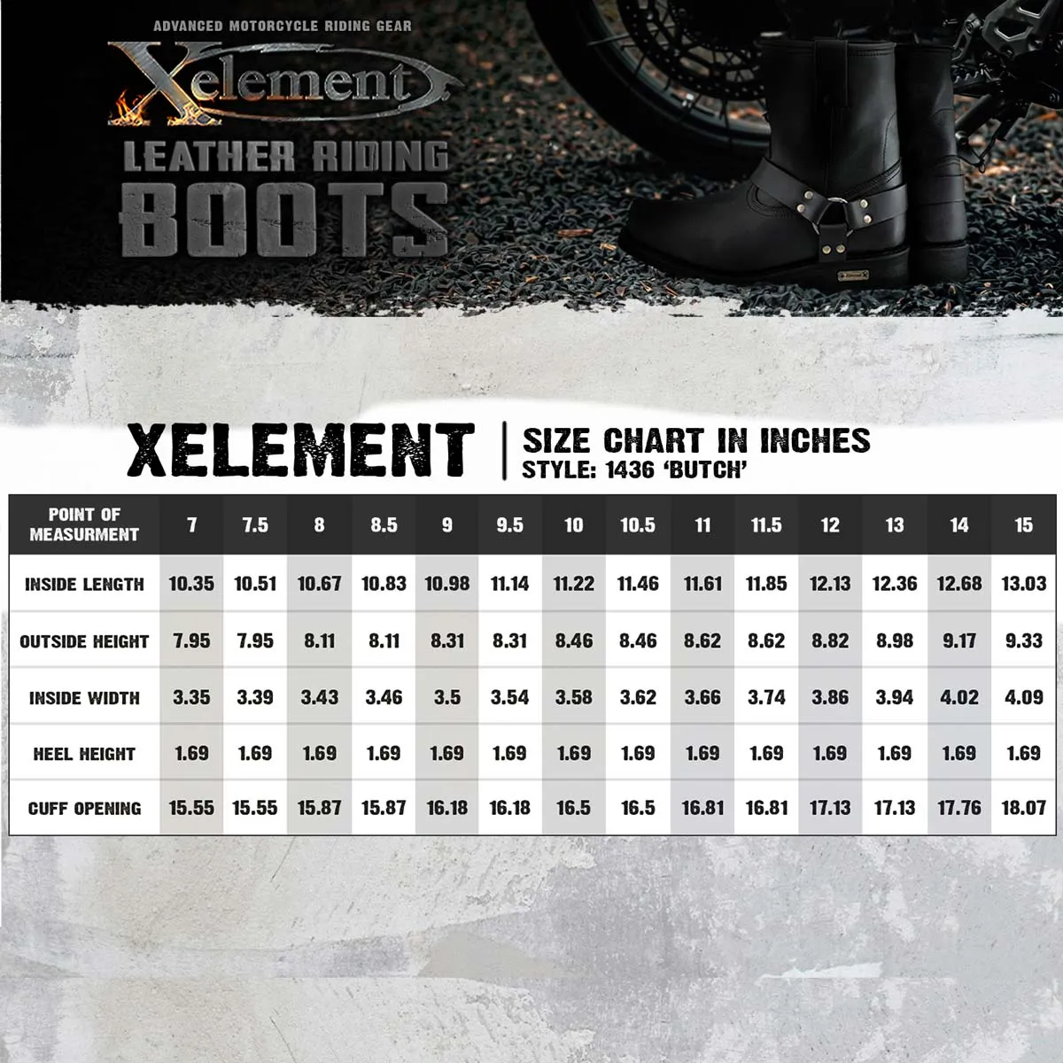 Xelement 1436 Men's The Butch Classic  Premium Black Leather Short Harness Motorcycle Rider Boots