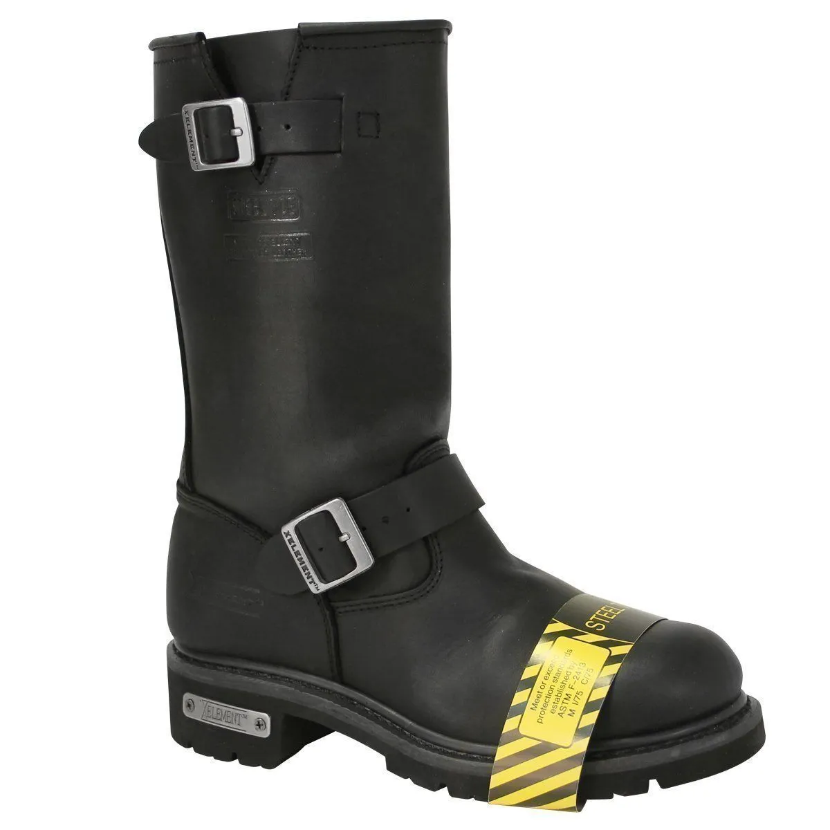 Xelement 1445 Men's Black Steel Toe Motorcycle Engineer Boots