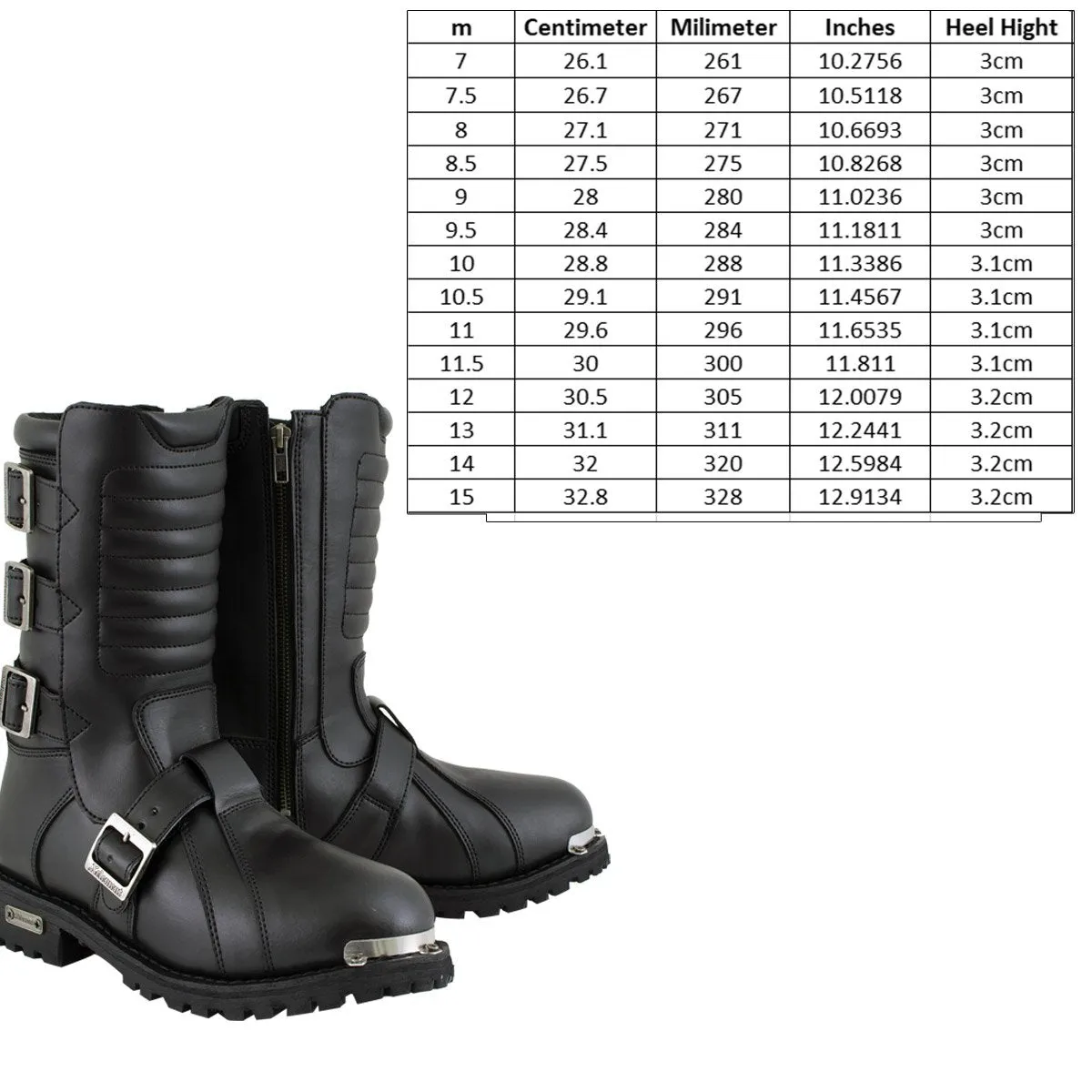 Xelement 1503 'Executioner' Men's Black Leather Motorcycle Boots