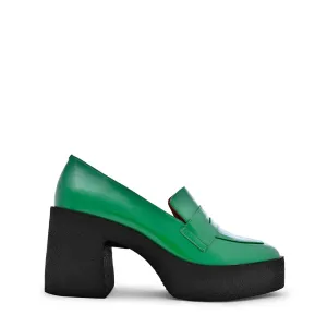 Yoko Forest Green Patent Leather Chunky Loafers