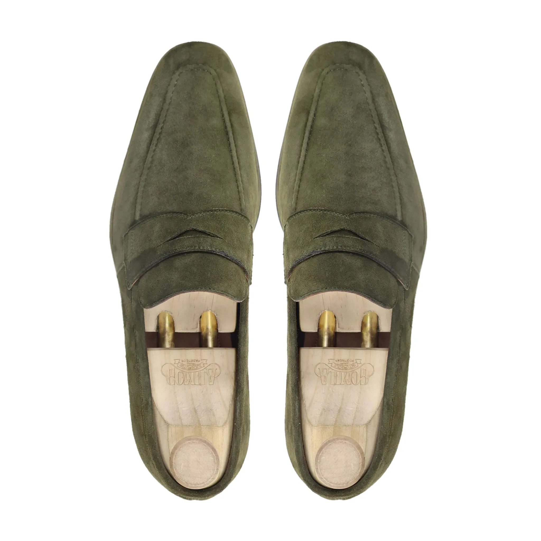 Yoshito - Men's Olive Green Kid Suede Loafer