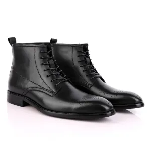 Zara High tops Brogues Lace-up Leather Chelsea Black Boot