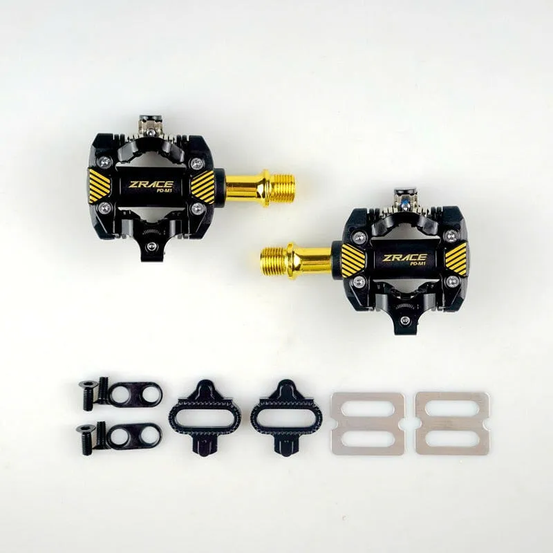 ZRACE PD-M1 SPD Pedals - GOLD, Self-Locking MTB Gravel Components Using for Bicycle Racing Mountain Bike, 332g